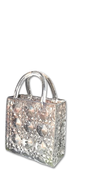 GLASS HANDBAG VASE