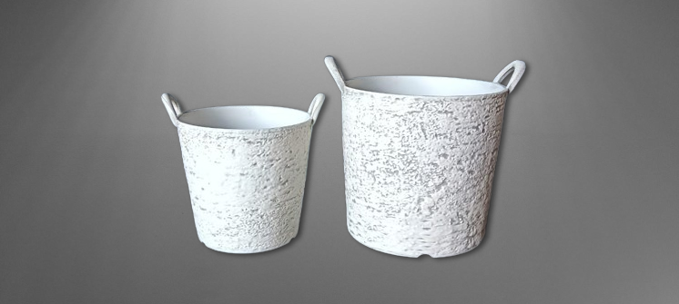 Rustic Textured Planter with Handles 