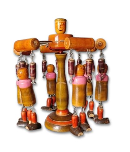 VINTAGE MINIATURE WOODEN CAROUSEL