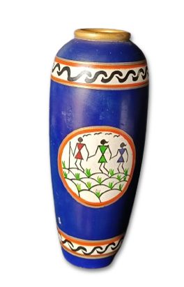 WARLI ART WOODEN FLOWER VASE