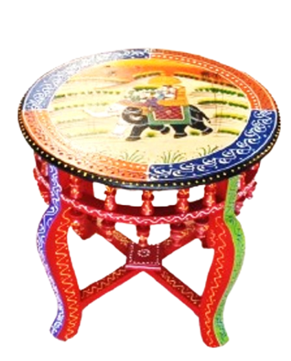 TRADITIONAL INDIAN HANDCRAFTED ROUND SIDE TABLE
