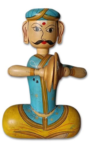 WOODEN MUSICIAN DOLL PLAYING CYMBALS