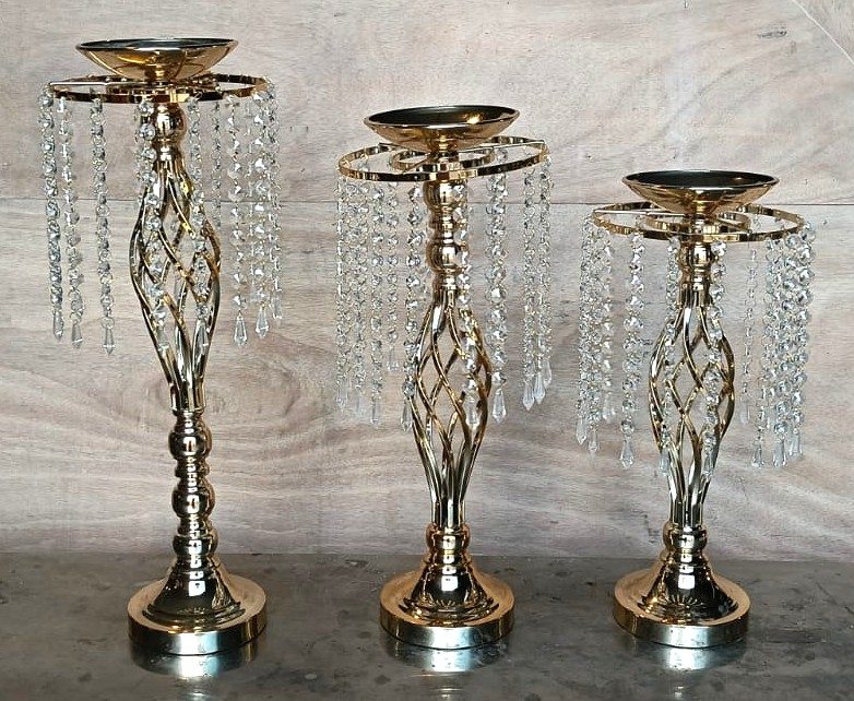 CRYSTAL BEADED MERMAID TAIL PILLAR CANDLE HOLDER