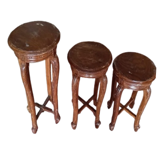 WOODEN STOOL SET OF 3