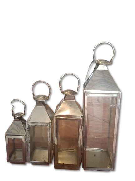SILVER GLASS  LANTERNS