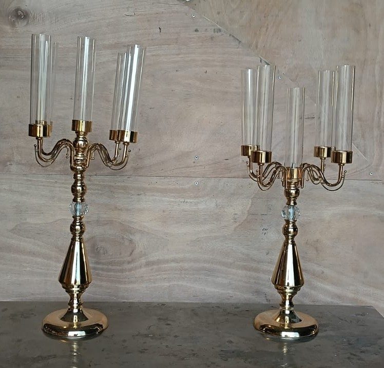 METAL CANDEL STAND WITH GLASS TUBE