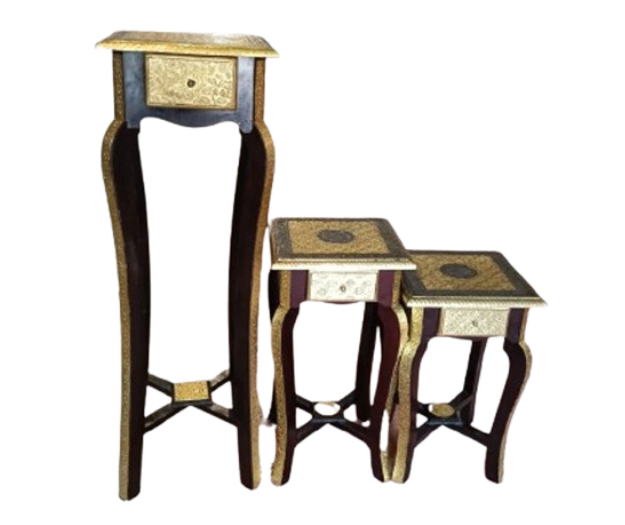 NESTING PEDESTAL TABLES SET OF 3