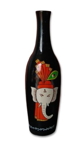 LORD GANESHA HAND PAINTED WOODEN BOTTEL VASE