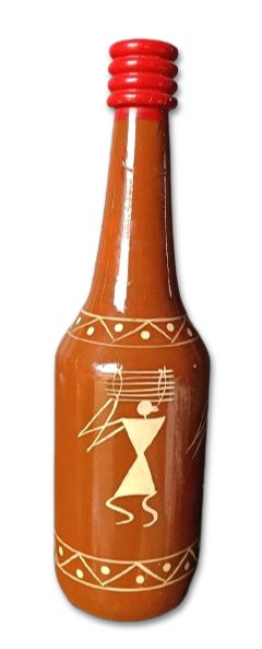 WARLI PAINTED WOODEN DECORATIVE BOTTLE