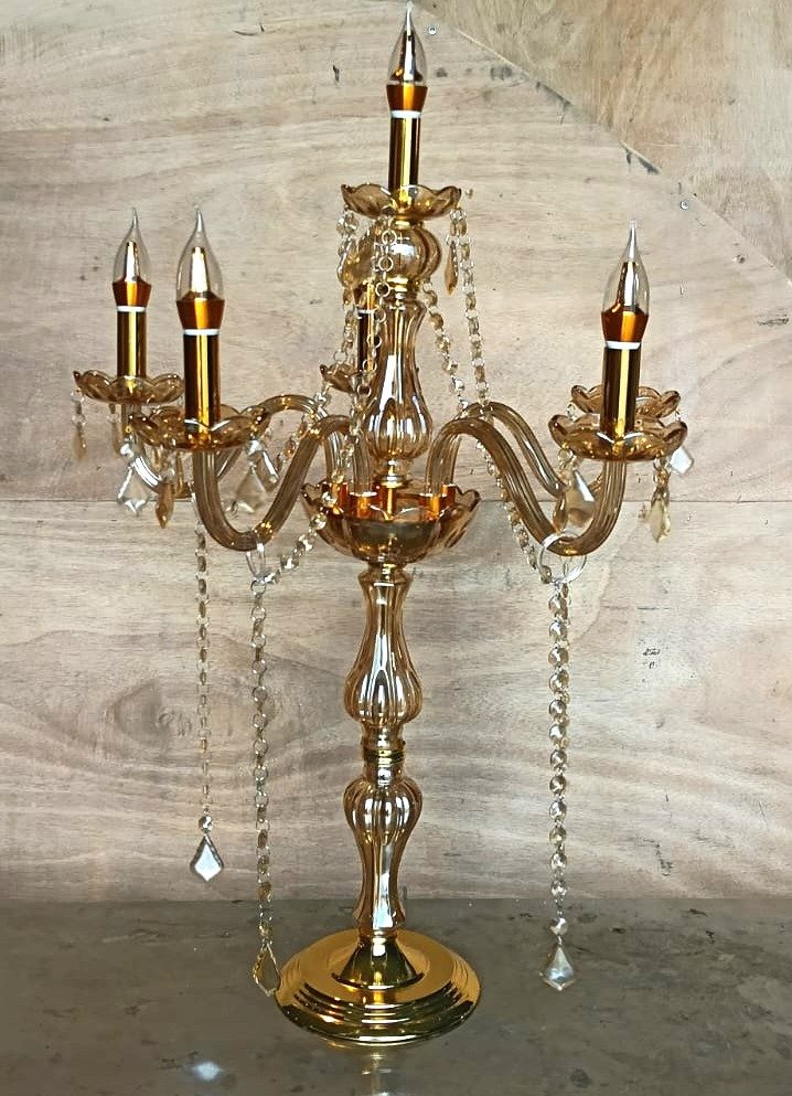 5-ARM CRYSTEL CHANDLIER TABLE LAMP