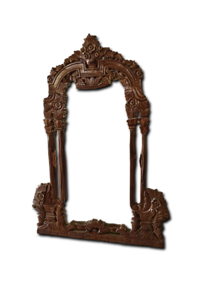 HAND CARVED WOODEN MIRROR