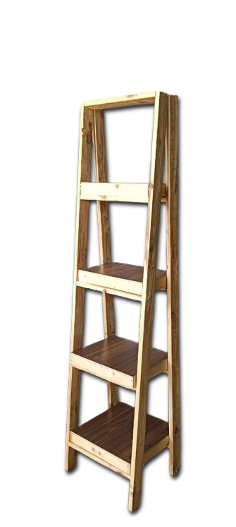 FREESTANDING WOODEN LADDER SHELF
