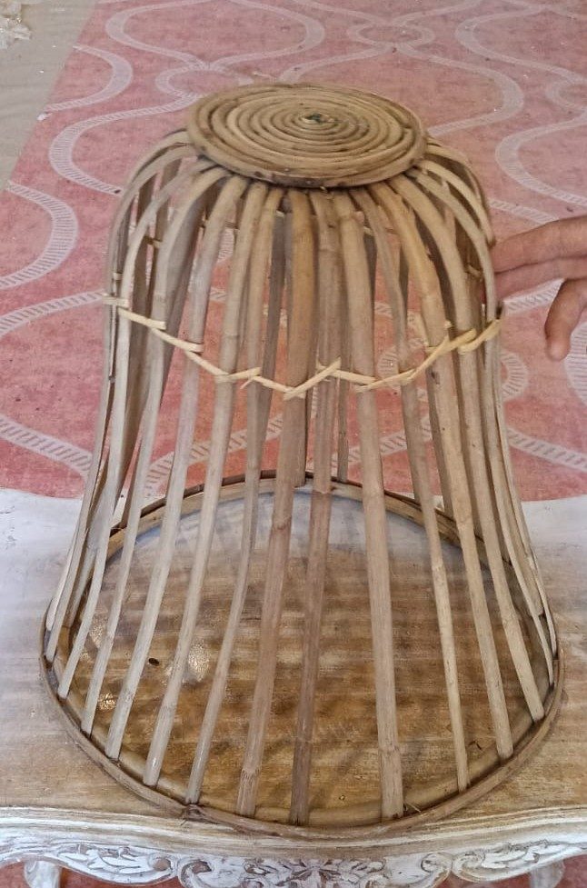 HANDWOVEN BELL RATTAN LAMPSHADE