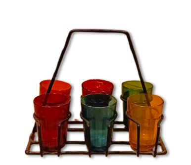 CUTTING CHAI CADDY(SET OF 6 GLASS)