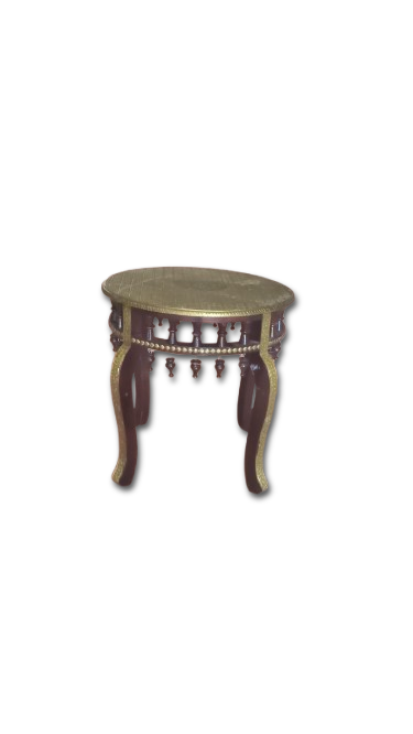 WOODEN BRASS FITED STOOL