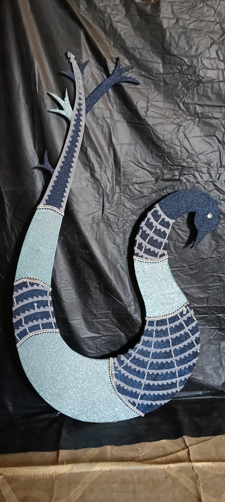 SEQUINED PEACOCK DESIGN BLUE THEME 