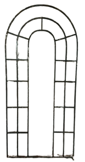 BLACK METAL ARCH WINDOW PANE GARDEN TRELLIS