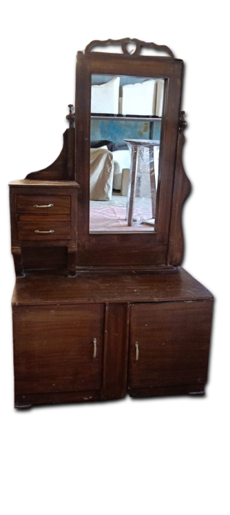 VINTAGE WOODEN DRESSING TABLE WITH MIRROR