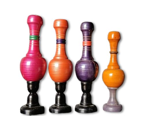 TRADITIONAL INDIAN LACQUERWARE VERMILION POTS