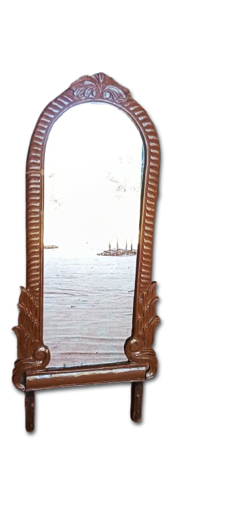 HAND CARVED WOODEN MIRROR