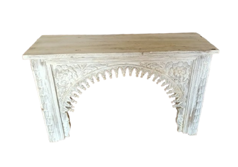 INDIAN HAND-CAVED ARCHED CONSOLE TABLE 