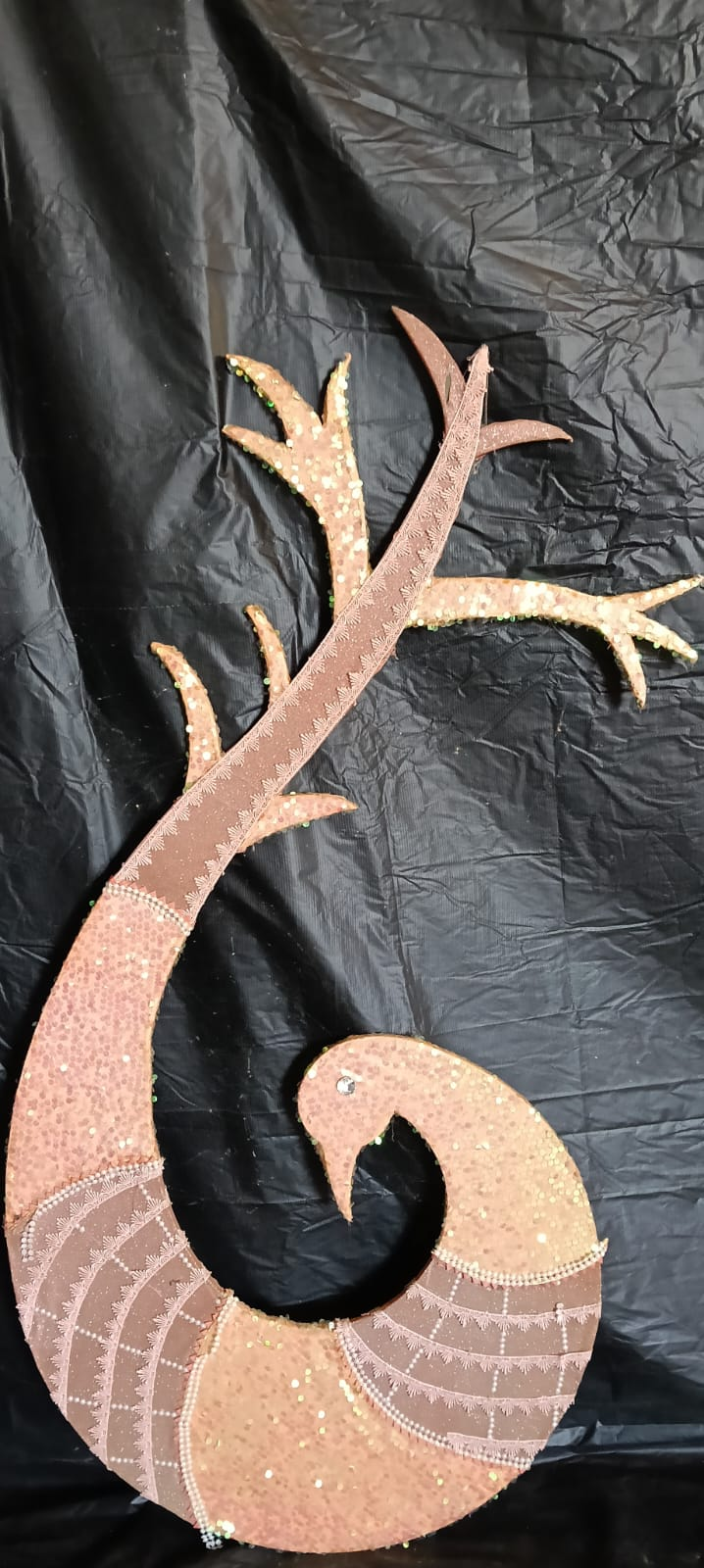 SEQUINED PEACOCK DESIGN PEACH 