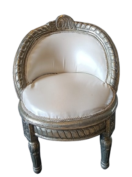 GERMAN SILVER BARREL BACK LOWER CHAIR