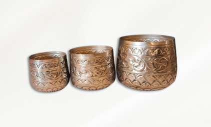 ANTIQUE POT SET  OF 3 (German silver type)