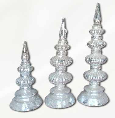 SILVER MOSAIC KALASA (SET OF 3)