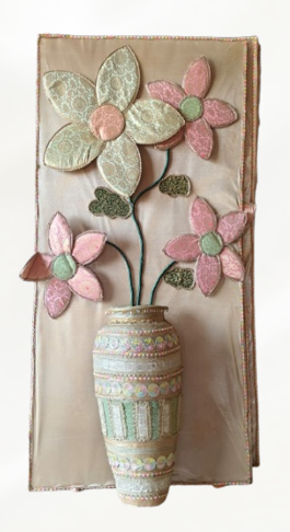 HANDPRINTED FLOWER WITH VASE 