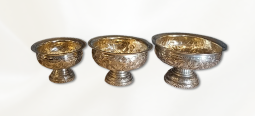 DECORATIVE BOWLS SET OF 3 (German silver type)